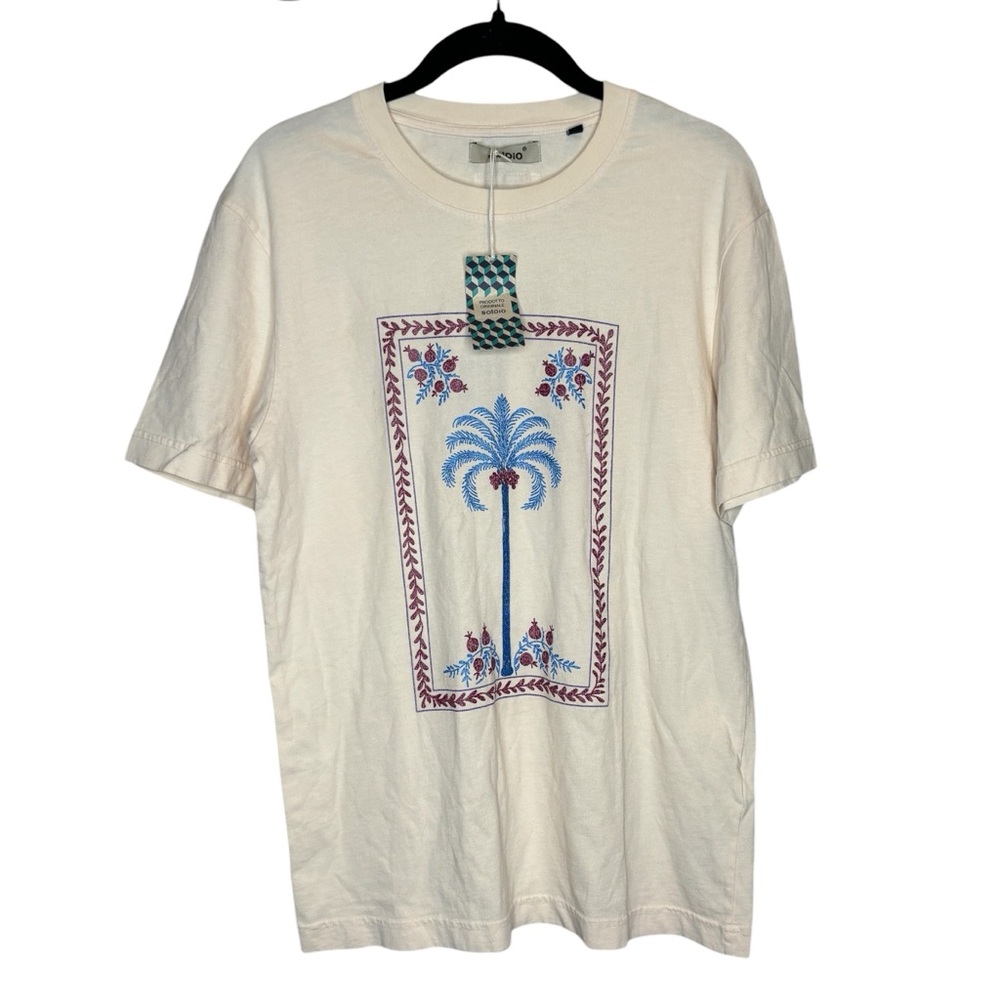 NWT Soloio Cotton Graphic T-Shirt S Beige